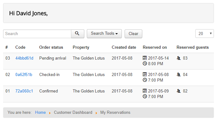 Restaurant Website Lease Customer Dashboard